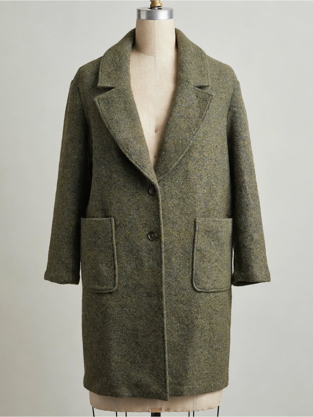 NWT Banana Republic Oversized Wool Blend Long Coat Jacket L Olive Green Heather